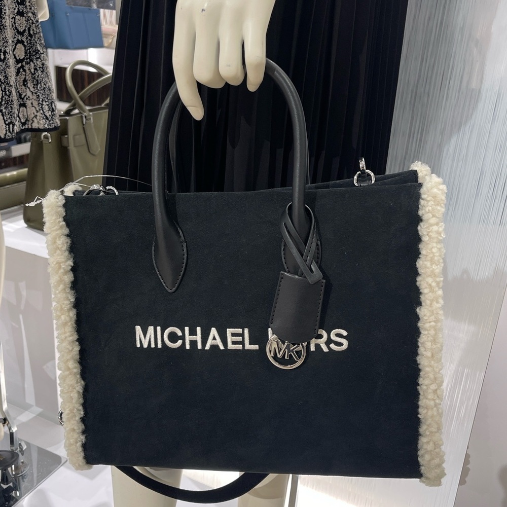 MICHAEL KORS Mirella Medium Suede and Faux Shearling Tote Bag
Black 
NWT - Picture 10 of 16